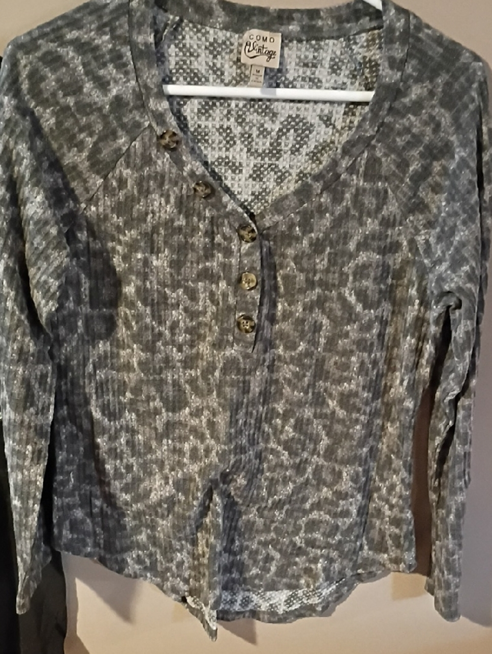 Fuzzy Long Sleeve Leopard Print Top